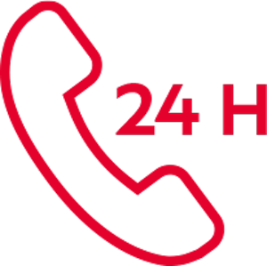 Symbol 24 Stunden Notdienst mit Hörer